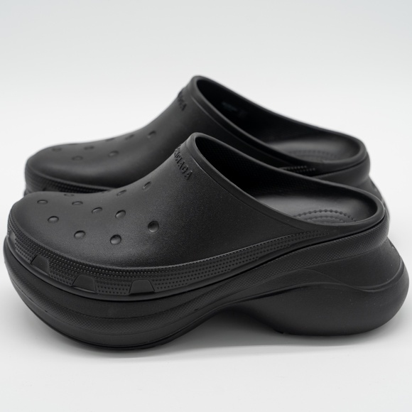 size 40 - Balenciaga Crocs Mule Rubber Slide Sandal Platform Black - Picture 4 of 13